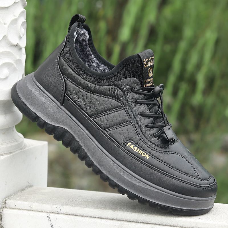 Sapatos masculinos de algodão com sola grossa para outono e inverno de 2025.