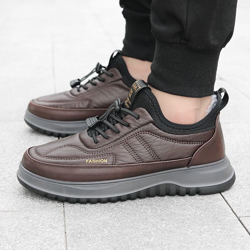 Sapatos masculinos de algodão com sola grossa para outono e inverno de 2025.