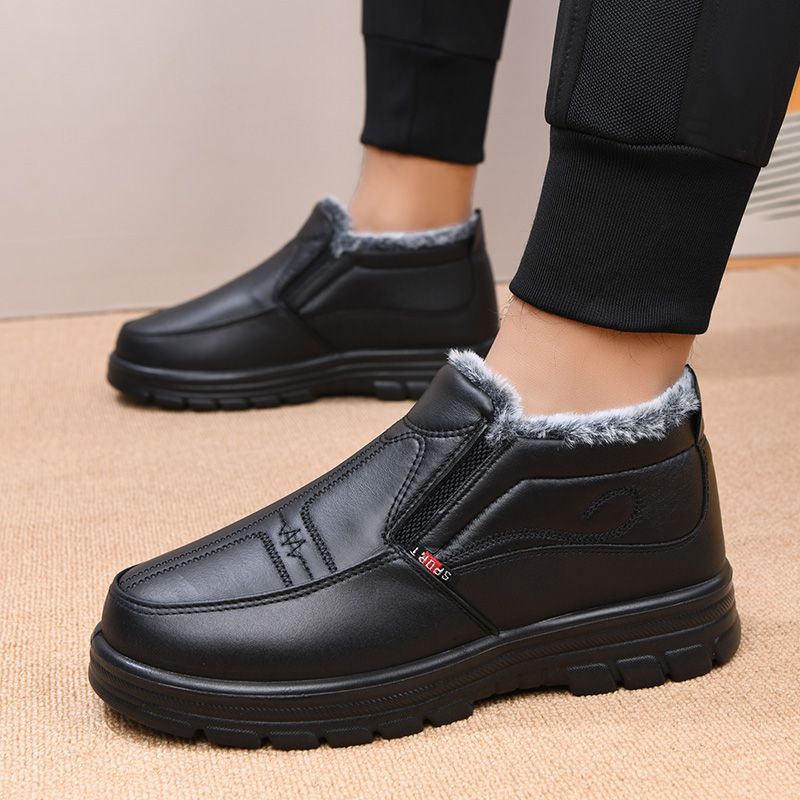 Botas de neve de couro impermeáveis para outono e inverno de 2025